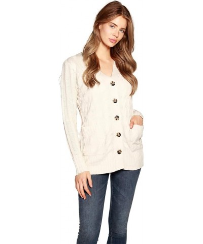 Womens Cable Knit Cardigan Sweater Button Front Loose Fit Long Sleeve Sweater Eggshell $28.07 Sweaters