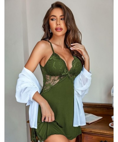 Women Lingerie Lace Chemise Sleepwear Babydoll Teddy Lingerie Jungle Green $8.73 Lingerie