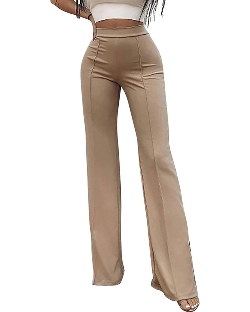 Womens Casual Bootcut Ease Into Pants Stretchy Bell Bottom Flare Palazzo with Tummy Control Trousers Khaki $11.06 Pants