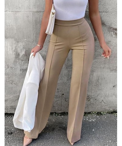 Womens Casual Bootcut Ease Into Pants Stretchy Bell Bottom Flare Palazzo with Tummy Control Trousers Khaki $11.06 Pants