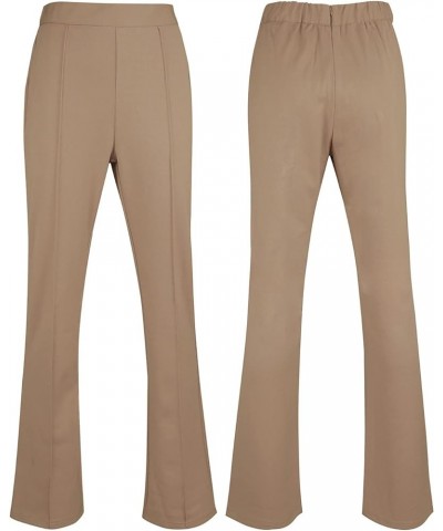 Womens Casual Bootcut Ease Into Pants Stretchy Bell Bottom Flare Palazzo with Tummy Control Trousers Khaki $11.06 Pants