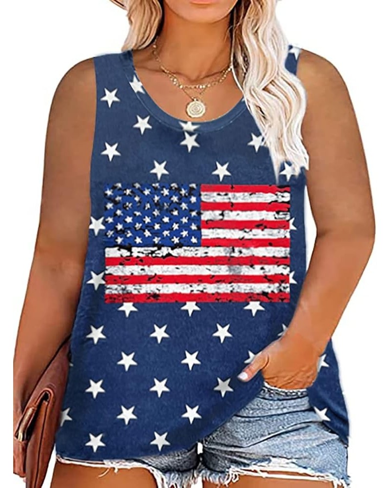 Plus Size Tops for Women American Flag Shirts 4th of July Flag Vneck/Crewneck Short/Sleeveless Patriotic Tunics XL-5XL Sleeve...