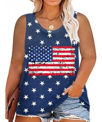 Plus Size Tops for Women American Flag Shirts 4th of July Flag Vneck/Crewneck Short/Sleeveless Patriotic Tunics XL-5XL Sleeve...