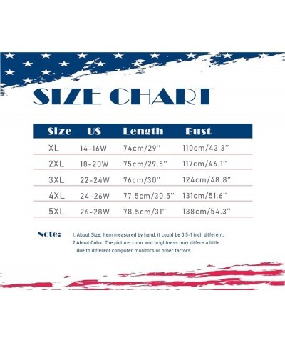 Plus Size Tops for Women American Flag Shirts 4th of July Flag Vneck/Crewneck Short/Sleeveless Patriotic Tunics XL-5XL Sleeve...