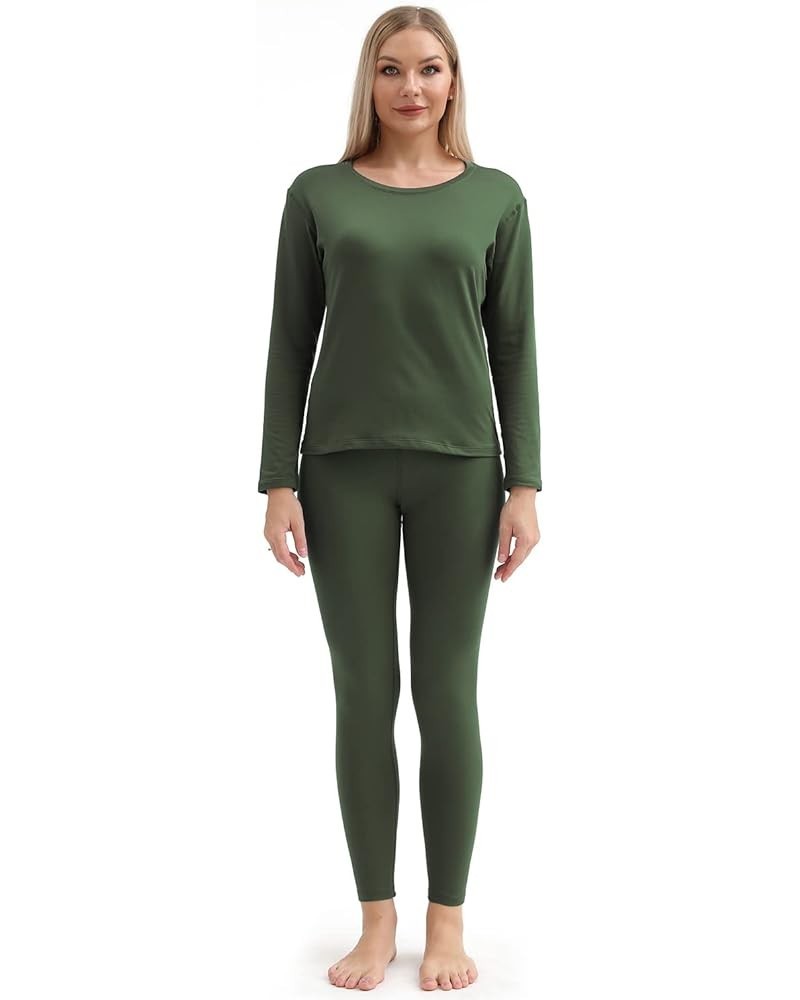 Thermal Underwear Women Ultra-Soft Long Johns Set Base Layer Skiing Winter Warm Top & Bottom Army Green $12.30 Underwear