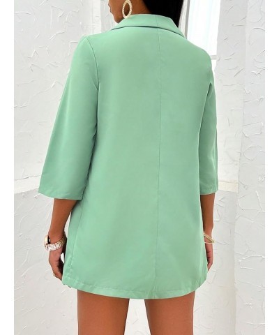 Women's 3 Piece Suit Set Crop Tube Top Open Front Blazer and Shorts Sets Green $21.32 Suits