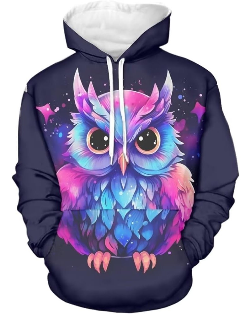 Womens Cute Animal Print Hoodie Sweatshirt Drawstring Long Sleeve Pullover Tops with Pocket Cartoon Owl $17.08 Hoodies & Swea...