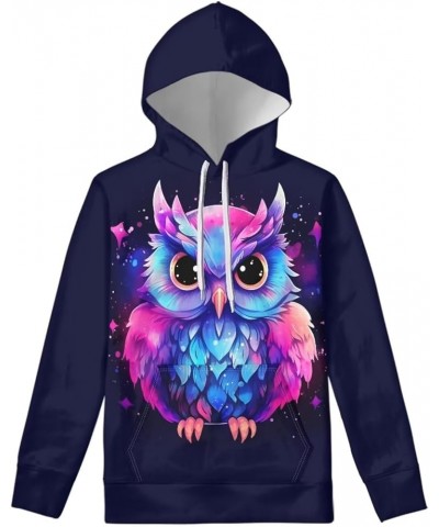 Womens Cute Animal Print Hoodie Sweatshirt Drawstring Long Sleeve Pullover Tops with Pocket Cartoon Owl $17.08 Hoodies & Swea...