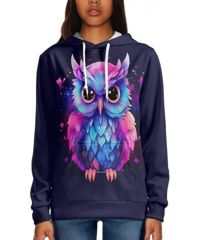 Womens Cute Animal Print Hoodie Sweatshirt Drawstring Long Sleeve Pullover Tops with Pocket Cartoon Owl $17.08 Hoodies & Swea...