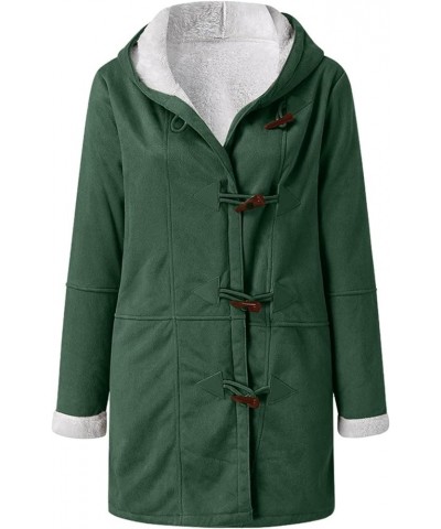 Fleece Lined Jacket Women With Hood Winter Warm Plush Cardigan Faux Suede Pea Coats Soild Color Outwear With Pocket 03-green ...