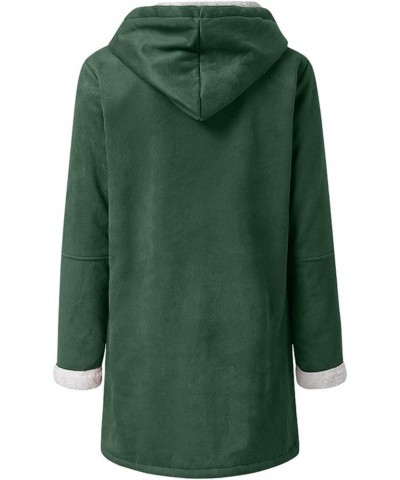 Fleece Lined Jacket Women With Hood Winter Warm Plush Cardigan Faux Suede Pea Coats Soild Color Outwear With Pocket 03-green ...