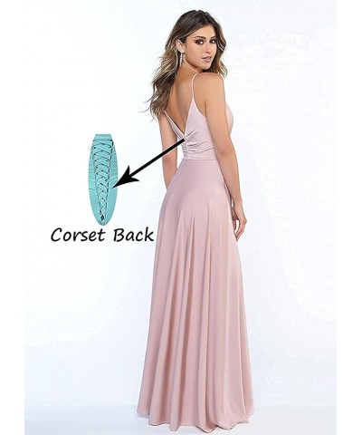 Bridesmaid Dresses Long Satin V Neck Formal Wedding Party Evening Prom Gowns with Slit… Mauve $29.31 Dresses