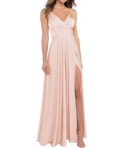 Bridesmaid Dresses Long Satin V Neck Formal Wedding Party Evening Prom Gowns with Slit… Mauve $29.31 Dresses