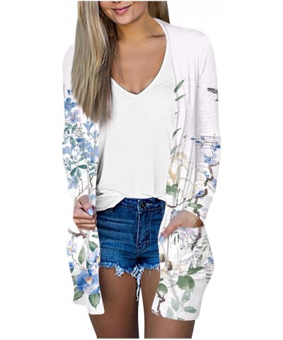 Spring Fashion for Women,2024 Spring Trendy Print Cardigan Fashion Casual Floral Print Medium Length Cardigan Jacket Coat 2-w...