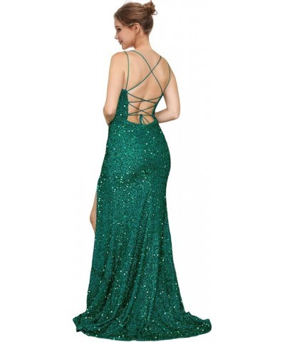 Prom Dresses Long Mermaid with Pockets V Neck Formal Evening Ball Gowns Side Slit Glitter Party Dress 1804-black $52.80 Dresses