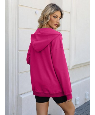 Women's Hoodies Half Zip Fleece Sweatshirts Long Sleeve Lined Collar Zipper Loose Casual Hooded Pullover Tops 2- Hot Pink $18...