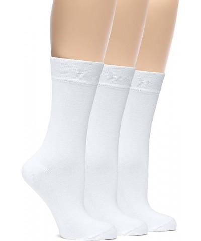 Womens Soft Bamboo Dress Socks, Thin Crew Socks for Business, Trouser, Casual,Non-Binding, Breathable, 3-6 Pairs 22- White (3...