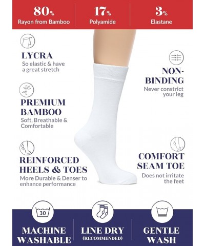 Womens Soft Bamboo Dress Socks, Thin Crew Socks for Business, Trouser, Casual,Non-Binding, Breathable, 3-6 Pairs 22- White (3...