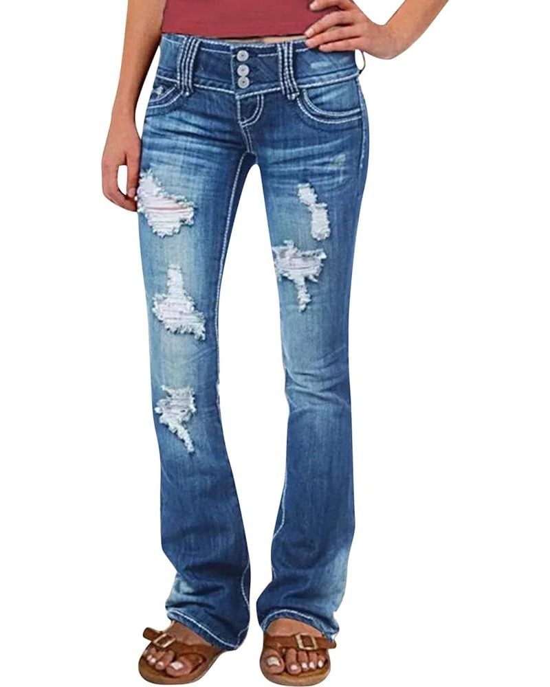 Womens Distressed Jeans Ripped Jeans Mid Rise Jeans Plus Size Jeans Stretch Trousers Destroyed Jeans Sexy Denim Pants Z005 Bl...