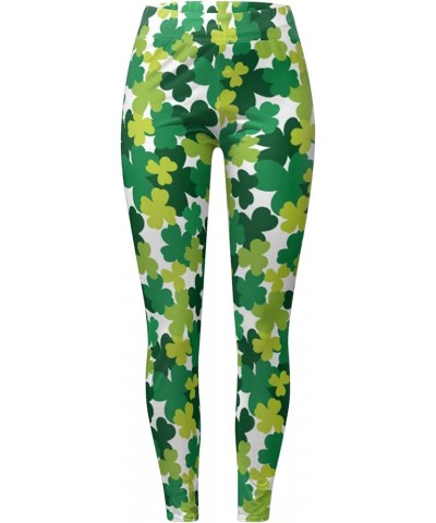 St. Patrick's Day Leggings for Women High Waisted Printed Slim Tights Pants Shamrock Clover Leaves Irish Soft Tights Z1-green...