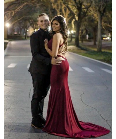 Women's Mermaid Evening Party V-Neckline Backless Prom Dress Long Grape $43.00 Dresses