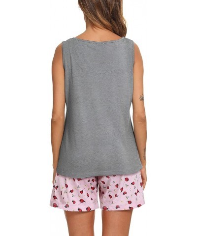 Women's Pajamas for Women Set Cute Sleeveless Print Tank and Shorts Pj Set Loungewear Grey Ladybug $13.16 Sleep & Lounge