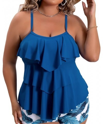 Women Tankini Tops Only Ruffle Swim Tops Flowy Bathing Suit Top Tummy Control Swimsuits Tops No Bottom Aquamarine Blue $21.82...