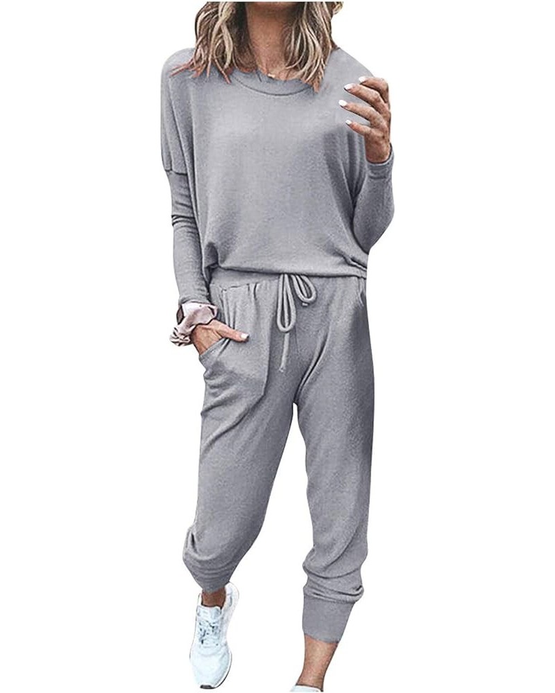 2 Piece Outfit for Women 2023 Casual Trendy Women Lounge Matching Sets Outfit Long Pant Set Sweatsuits Tracksuits A3-grey $10...
