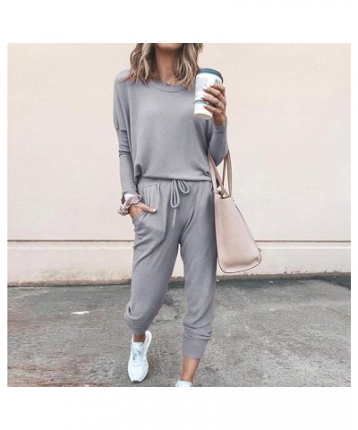 2 Piece Outfit for Women 2023 Casual Trendy Women Lounge Matching Sets Outfit Long Pant Set Sweatsuits Tracksuits A3-grey $10...