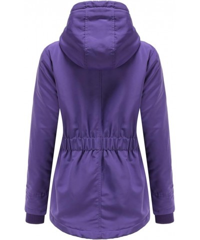 Winter Coats for Women Fashion Warm Hooded Outerwear Solid Thick Fleece Jacket Casual Loose Oversize Parka Coat Purple $17.39...