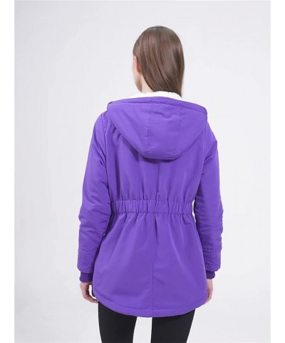 Winter Coats for Women Fashion Warm Hooded Outerwear Solid Thick Fleece Jacket Casual Loose Oversize Parka Coat Purple $17.39...