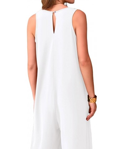 Jumpsuit for Women Dressy Tank V Neck Overalls Loose Fit Plus Size Wide Leg Pants Casual Rompers One Piece Jumpers White $10....