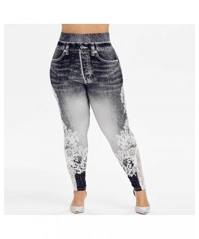 Plus Size Jeans Jeggings Butt Lift Bermuda Yoga Leggings High Waist Stretch Lace Trim Pencil Denim Pants Black $12.46 Jeans