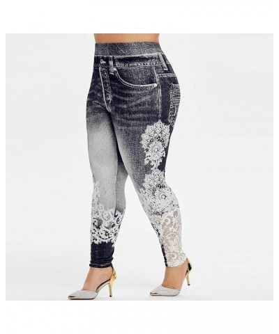 Plus Size Jeans Jeggings Butt Lift Bermuda Yoga Leggings High Waist Stretch Lace Trim Pencil Denim Pants Black $12.46 Jeans