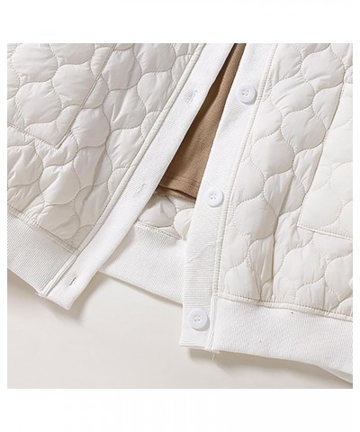 Winter Button Down Quilted Coats For Women Fashion Warm Long Sleeve V Neck Loose Fit Lightweight Coats,Pockets A1-white $12.4...