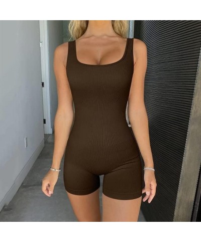 Jumpsuit for Women Running Onesie Workout Rompers Summer Womens One Piece Outfits Exercise Overalls Gym Yoga Clothes Z02 Coff...