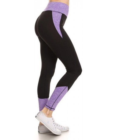 Women's Full Length Color Block Legging Purple (Style 13) $9.87 Leggings