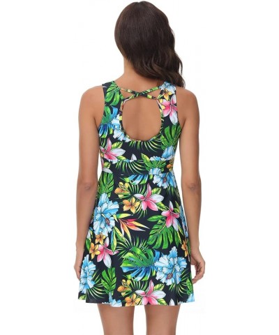 Women's Two Piece Swimsuits Tummy Control Back Cross Flowy Swimdress Bathing Suits with Boyshorts Swimwear Green Floral $24.1...