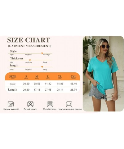 Womens Tops Summer Short Lace Sleeve V Neck Shirts Casual Loose Tshirts Trendy 2024 Green $12.25 T-Shirts