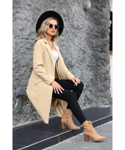 2023 Coats for Women Trench Peacoat Open Front Long Jacket Lapel Notched Collar Fashion Overcoat with Pockets Beige $33.00 Ja...