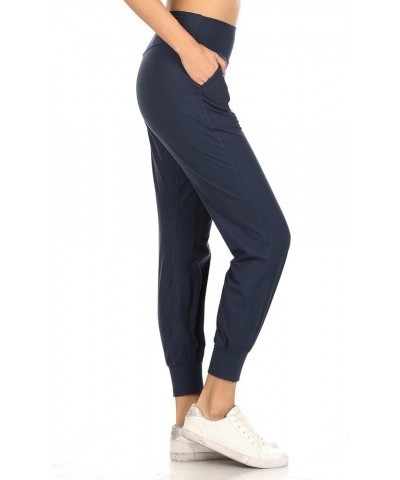 Women's ActiveFlex Slim-fit Jogger Pants with Pockets Athletic Joggers for Yoga, Workout, Lounge, Running Full Length Navy $8...