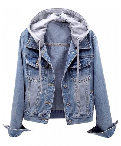 Women Fleece Lined Denim Jacket with Hood Winter Warm Jean Coats Oversized Cardigan Long Sleeve Trucker Jacket Outwear 12 lig...