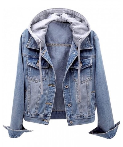 Women Fleece Lined Denim Jacket with Hood Winter Warm Jean Coats Oversized Cardigan Long Sleeve Trucker Jacket Outwear 12 lig...