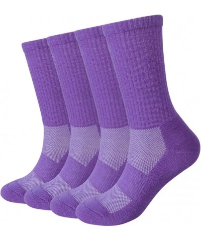 4 Pack Women's Merino Wool Outdoor Hiking Trail Crew Sock Purple 2 $15.65 Activewear