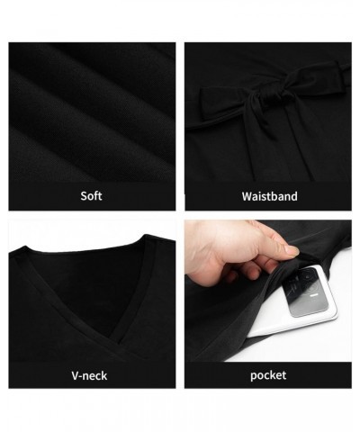Plus Size Dress for Women - 3/4 Sleeve V-Neck Maxi Dress for Women with Belt and Pockets （2XL-6XL 1-black $22.94 Dresses
