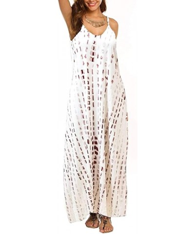 Women's Summer Maxi Dress Casual V-Neck Sleeveless Bohemian Spaghetti Strap Floral Long Maxi Dress with Pockets A-acoffee $18...