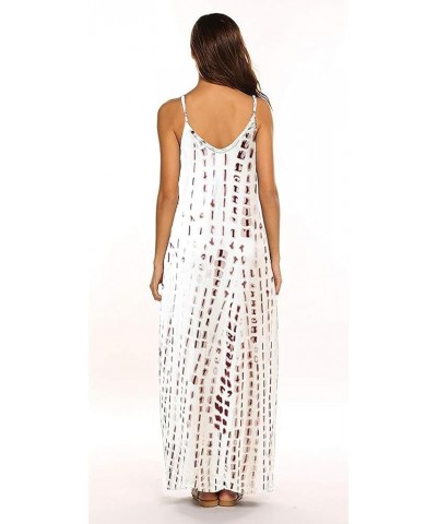 Women's Summer Maxi Dress Casual V-Neck Sleeveless Bohemian Spaghetti Strap Floral Long Maxi Dress with Pockets A-acoffee $18...