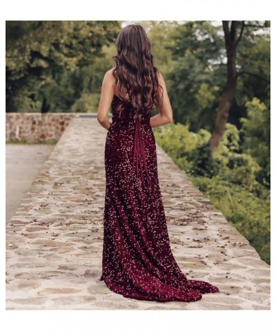 Mermaid Sequin Prom Dress Long Sparkly Corset Formal Evening Party Dress with Slit Silver $26.65 Dresses