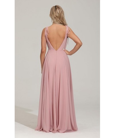 Bridesmaid Dresses Long Chiffon Formal Dress Open Back V Neck Evening Prom Gown for Women with Pockets Black $24.40 Dresses