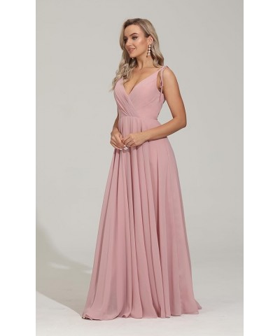 Bridesmaid Dresses Long Chiffon Formal Dress Open Back V Neck Evening Prom Gown for Women with Pockets Black $24.40 Dresses